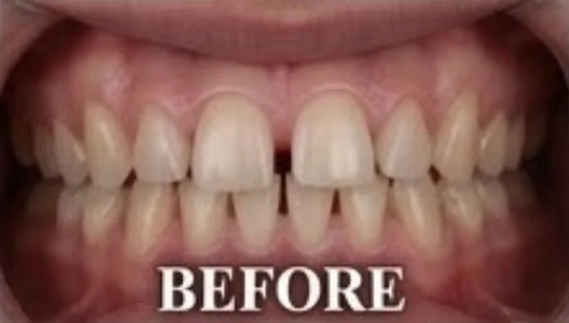 Case 1, Front gap closed, patient's teeth before treatment at Prudent Dental Clinic (published with consent)